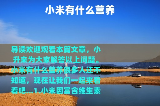 小米有什么营养