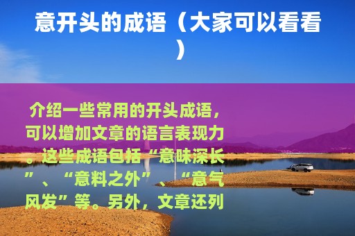 意开头的成语（大家可以看看）