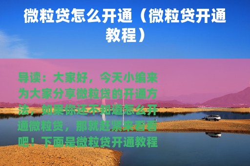 微粒贷怎么开通（微粒贷开通教程）