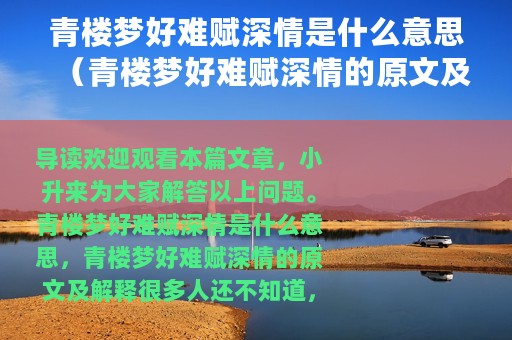 青楼梦好难赋深情是什么意思（青楼梦好难赋深情的原文及解释）
