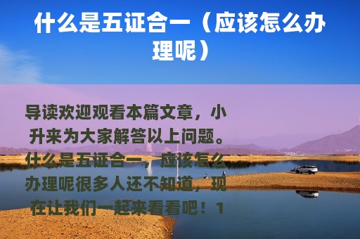 什么是五证合一（应该怎么办理呢）