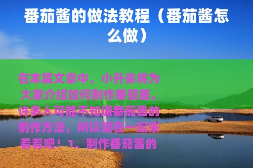 番茄酱的做法教程（番茄酱怎么做）