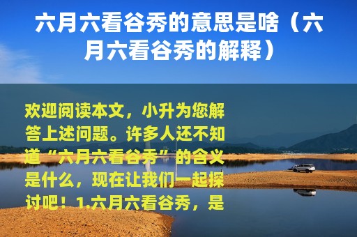 六月六看谷秀的意思是啥（六月六看谷秀的解释）