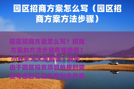 园区招商方案怎么写（园区招商方案方法步骤）