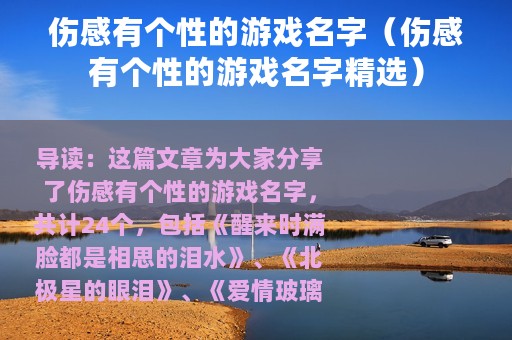伤感有个性的游戏名字（伤感有个性的游戏名字精选）