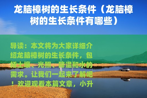 龙脑樟树的生长条件（龙脑樟树的生长条件有哪些）