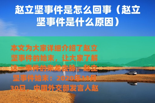 赵立坚事件是怎么回事（赵立坚事件是什么原因）