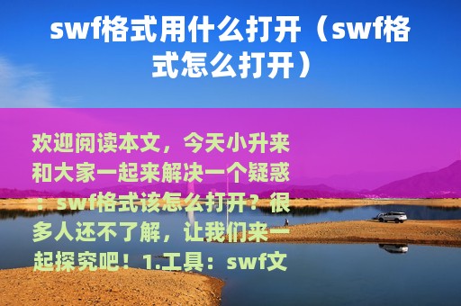 swf格式用什么打开（swf格式怎么打开）