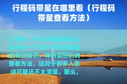 行程码带星在哪里看（行程码带星查看方法）