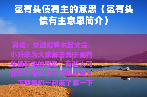 冤有头债有主的意思（冤有头债有主意思简介）