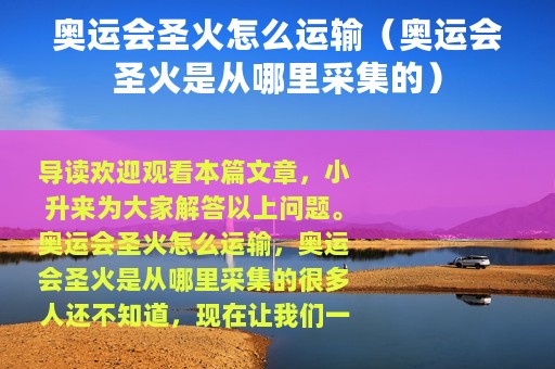 奥运会圣火怎么运输（奥运会圣火是从哪里采集的）