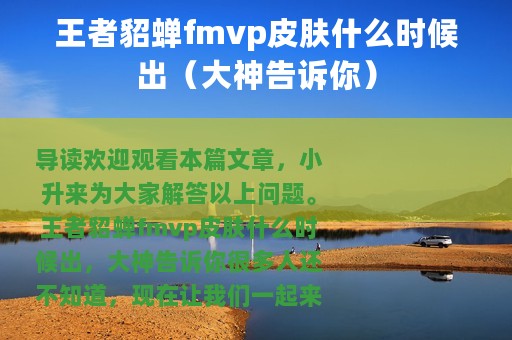 王者貂蝉fmvp皮肤什么时候出（大神告诉你）