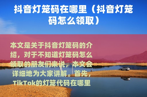 抖音灯笼码在哪里（抖音灯笼码怎么领取）