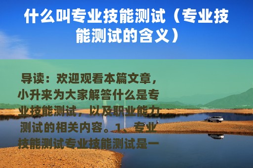 什么叫专业技能测试（专业技能测试的含义）
