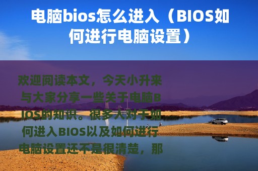 电脑bios怎么进入（BIOS如何进行电脑设置）