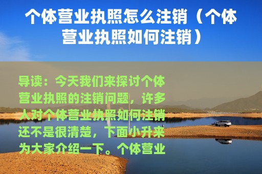 个体营业执照怎么注销（个体营业执照如何注销）