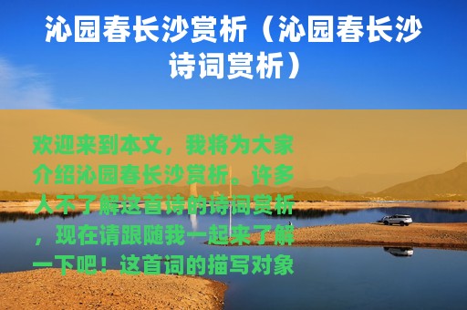 沁园春长沙赏析（沁园春长沙诗词赏析）