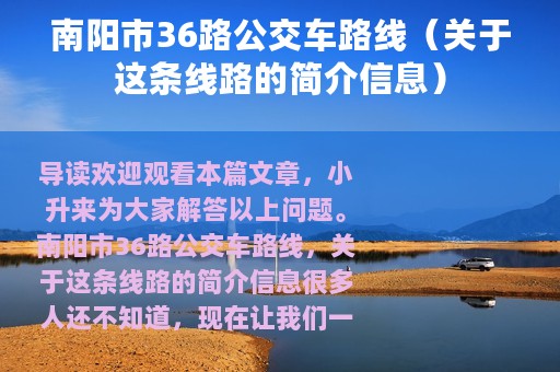 南阳市36路公交车路线（关于这条线路的简介信息）