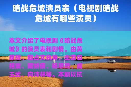 暗战危城演员表（电视剧暗战危城有哪些演员）