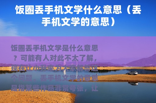 饭圈丢手机文学什么意思（丢手机文学的意思）