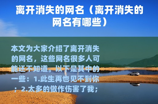 离开消失的网名（离开消失的网名有哪些）