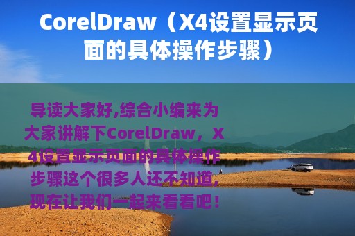 CorelDraw（X4设置显示页面的具体操作步骤）
