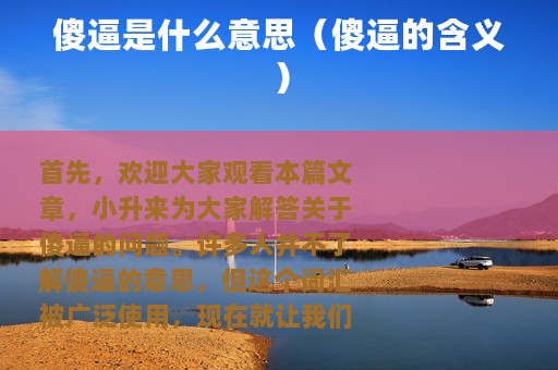 傻逼是什么意思（傻逼的含义）