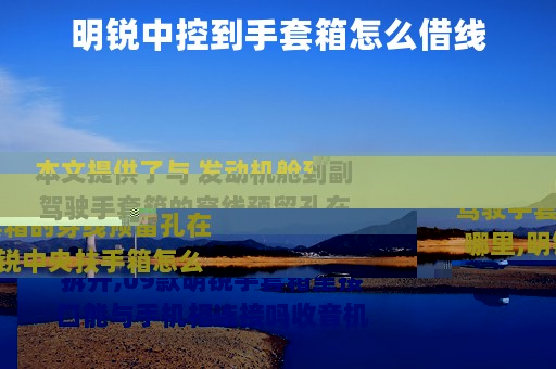 明锐中控到手套箱怎么借线