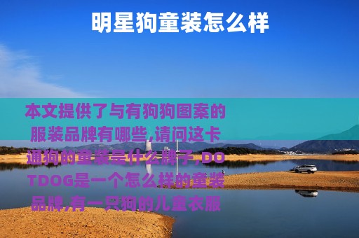明星狗童装怎么样