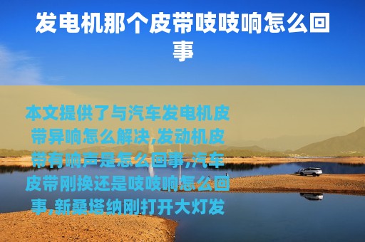 发电机那个皮带吱吱响怎么回事