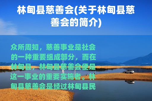 林甸县慈善会(关于林甸县慈善会的简介)