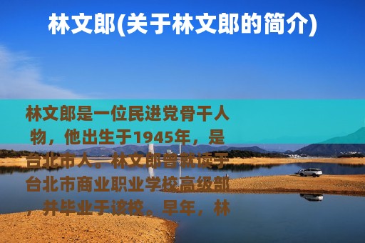 林文郎(关于林文郎的简介)