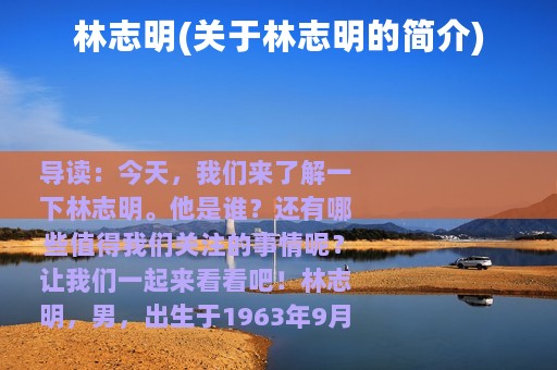 林志明(关于林志明的简介)