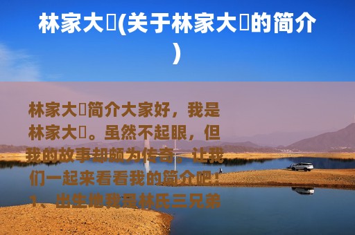 林家大塆(关于林家大塆的简介)