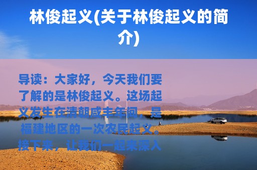 林俊起义(关于林俊起义的简介)