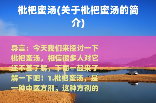 枇杷蜜汤(关于枇杷蜜汤的简介)