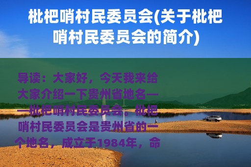 枇杷哨村民委员会(关于枇杷哨村民委员会的简介)