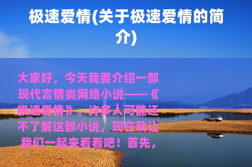 极速爱情(关于极速爱情的简介)