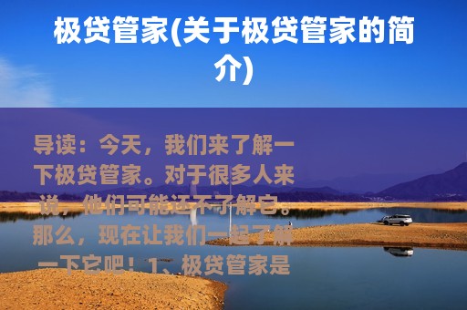 极贷管家(关于极贷管家的简介)