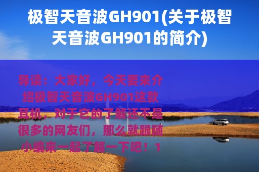 极智天音波GH901(关于极智天音波GH901的简介)