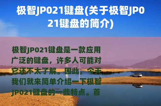 极智JP021键盘(关于极智JP021键盘的简介)