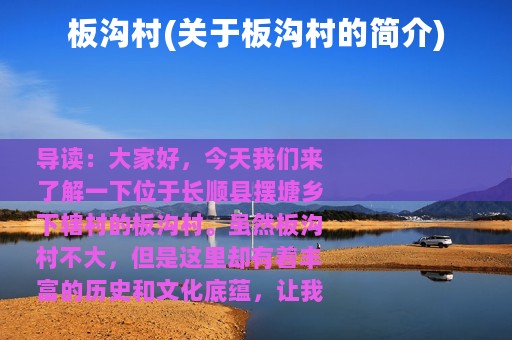 板沟村(关于板沟村的简介)