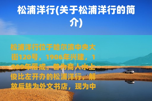 松浦洋行(关于松浦洋行的简介)