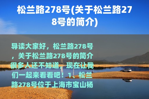 松兰路278号(关于松兰路278号的简介)