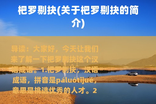 杷罗剔抉(关于杷罗剔抉的简介)