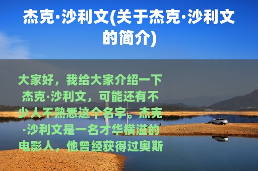 杰克·沙利文(关于杰克·沙利文的简介)