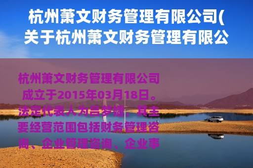 杭州萧文财务管理有限公司(关于杭州萧文财务管理有限公司的简介)
