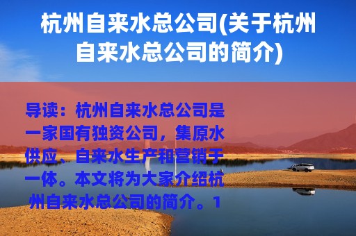 杭州自来水总公司(关于杭州自来水总公司的简介)