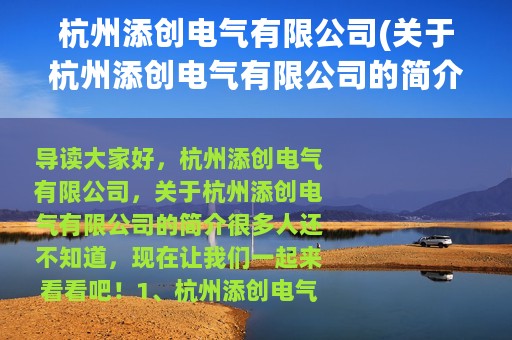 杭州添创电气有限公司(关于杭州添创电气有限公司的简介)