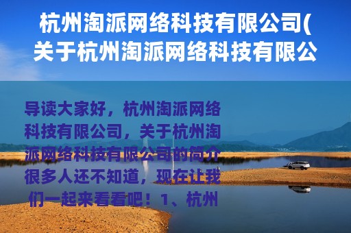 杭州淘派网络科技有限公司(关于杭州淘派网络科技有限公司的简介)